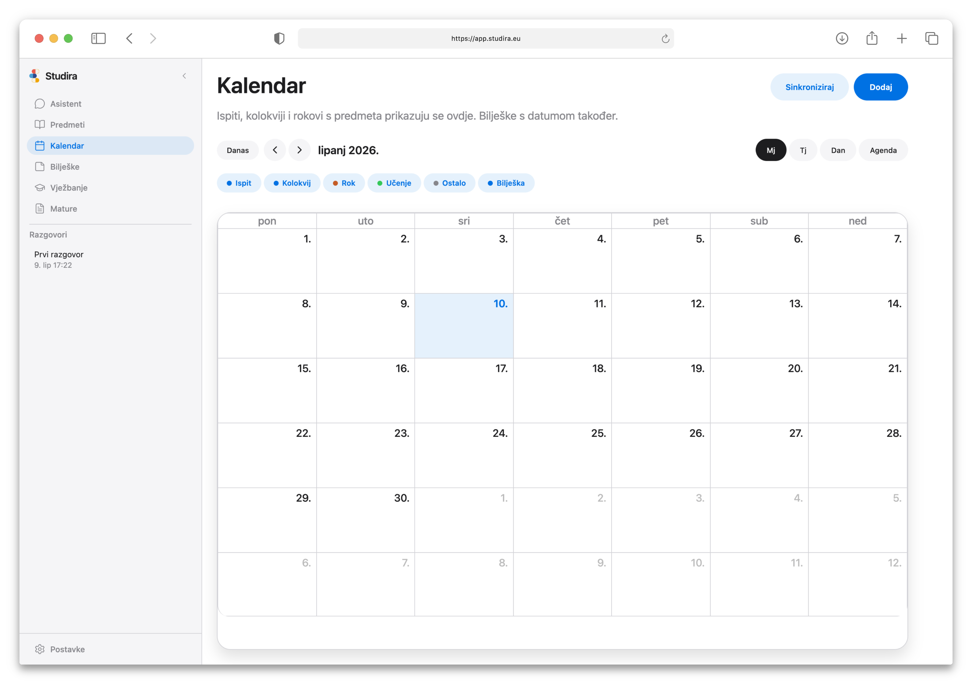 Studira — Kalendar