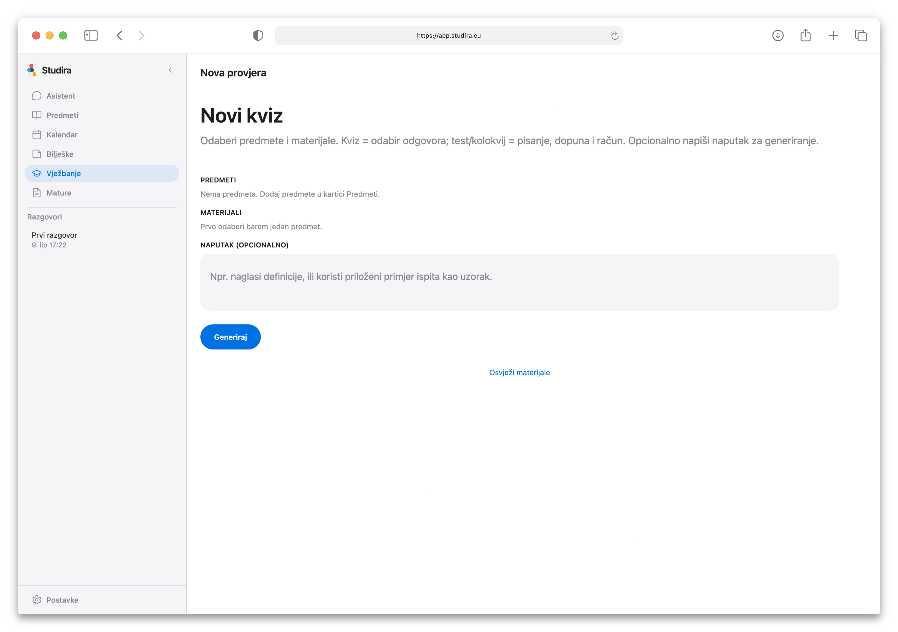 Studira — Nova provjera